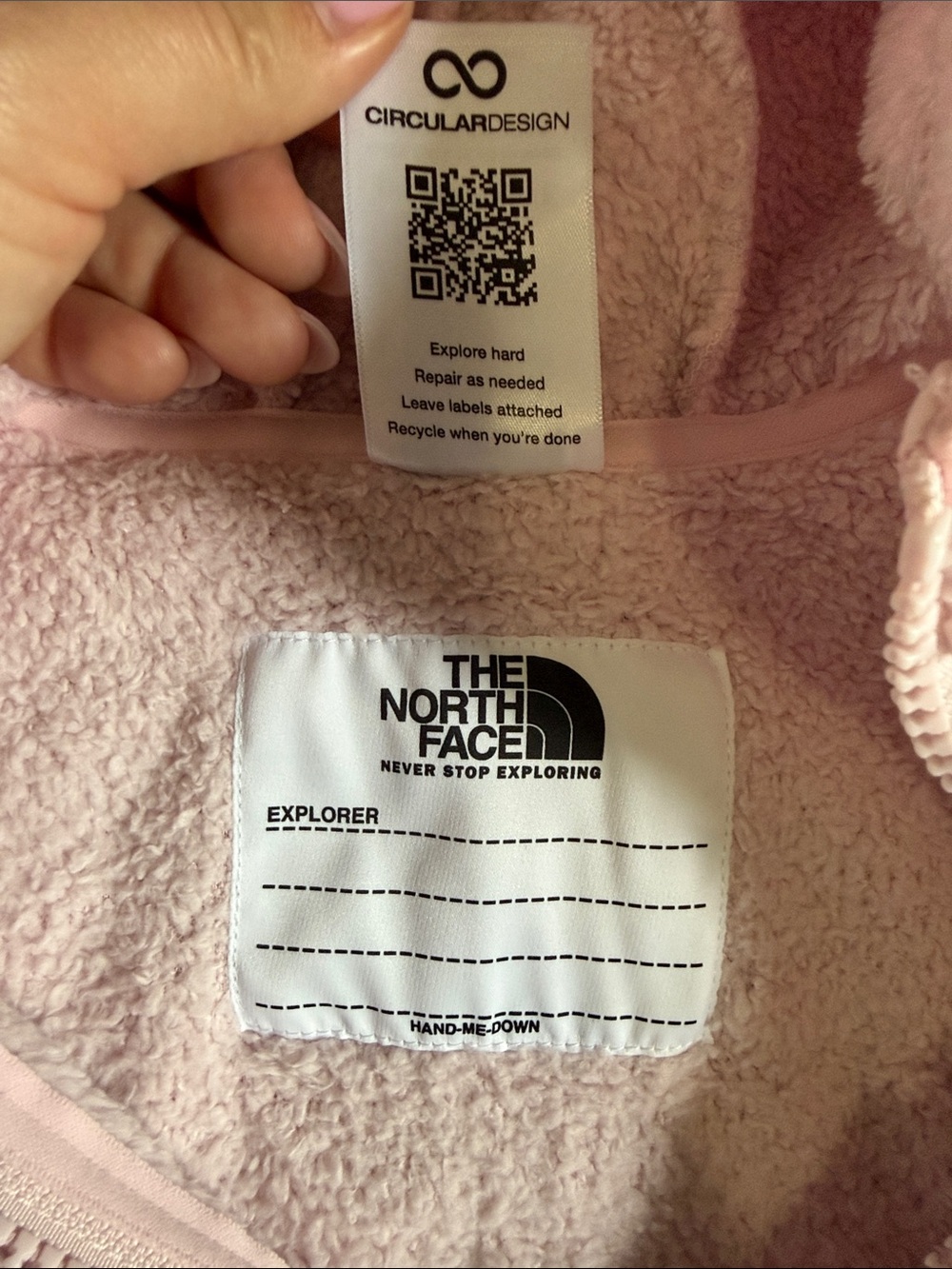 The North Face Light Pink Sherpa Baby One-Piece with Hooded Ears - Picture 8 of 14